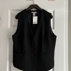 H&M black button front vest/ waistcoat NWT